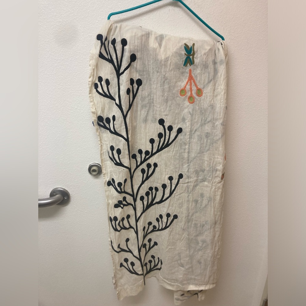 ANTHROPOLOGIE 💯 Percent Cotton Embroidered Moroccan Curtain Panel 48x101